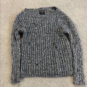 Blue Ribbed Women's Sweater